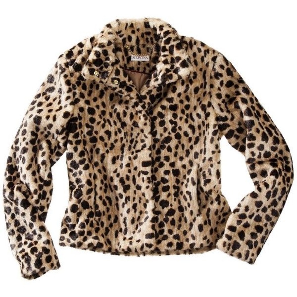 MERONA~leopard print~FAUX FUR HIP LENGTH JACKET